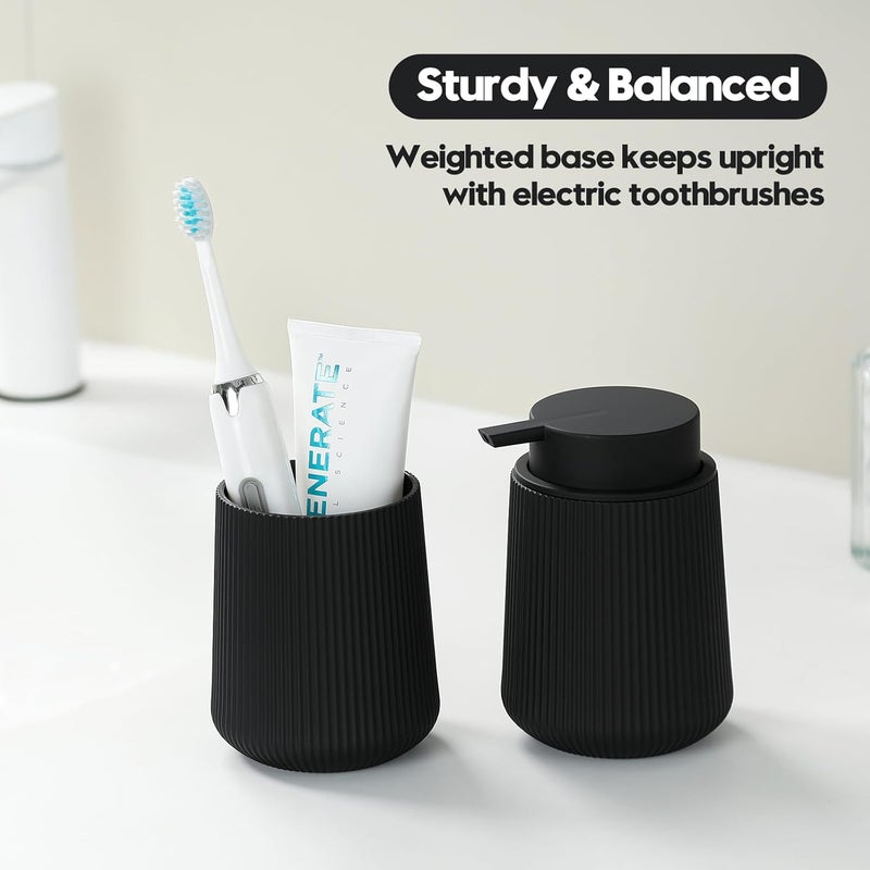 YAUKPH Black Striped Toothbrush Holder for Electric Toothbrushes Bathroom Organizer for Toothpaste Kids & Adults - Image 3
